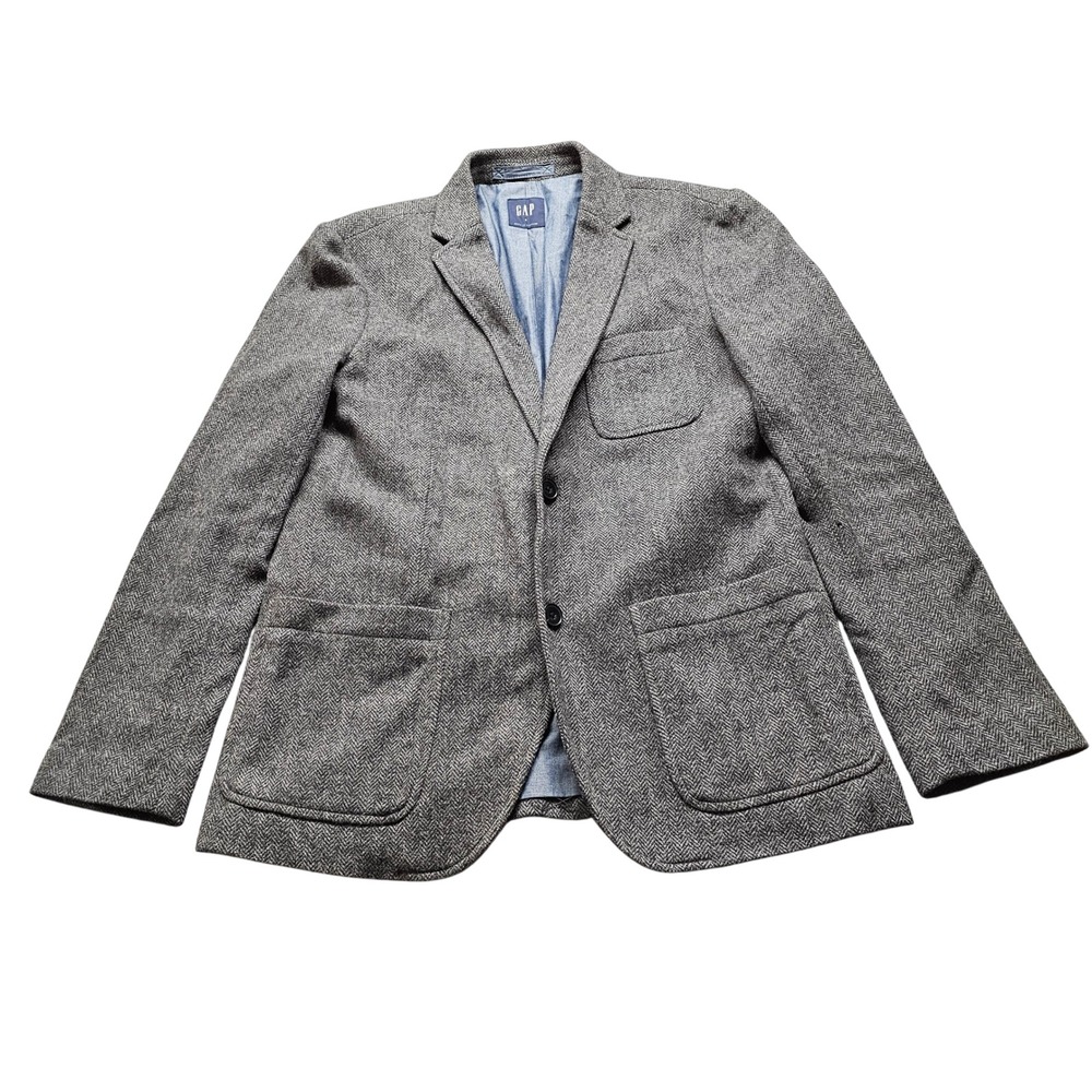 Gap Herringbone Blazer Mens Small Gray Two Button Sport Coat Jacket 5240